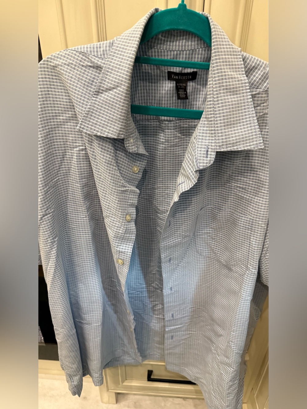 Van Heusen Light Blue and White Windowpane Dress Shirt
